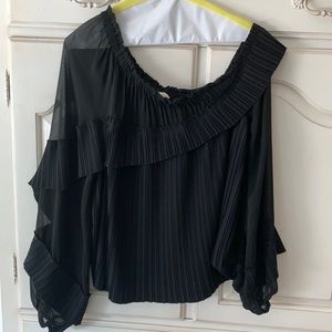 Ramy Brook one shoulder pleated blouse